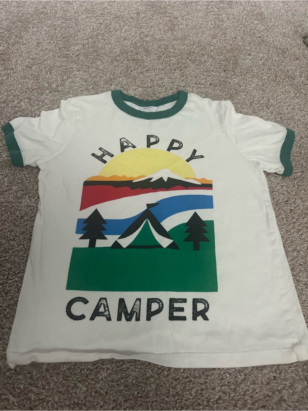 Happy Camper Kids Graphic Tee - Green Trim